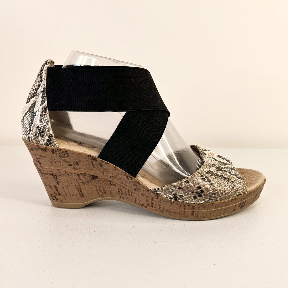 Soulier Snake Print Comfort Wedge Sandals